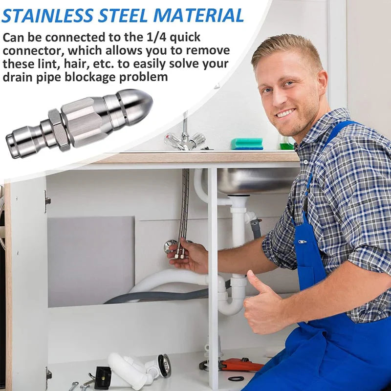 Quick Connect Stainless Steel Sewer Jet Nozzle Set