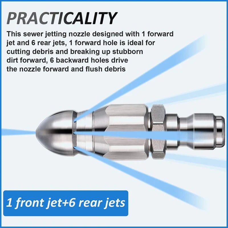 Quick Connect Stainless Steel Sewer Jet Nozzle Set