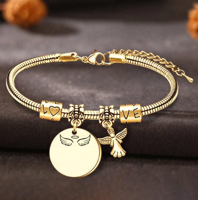 Always In My Heart, Personalized Angel Memorial Bracelet