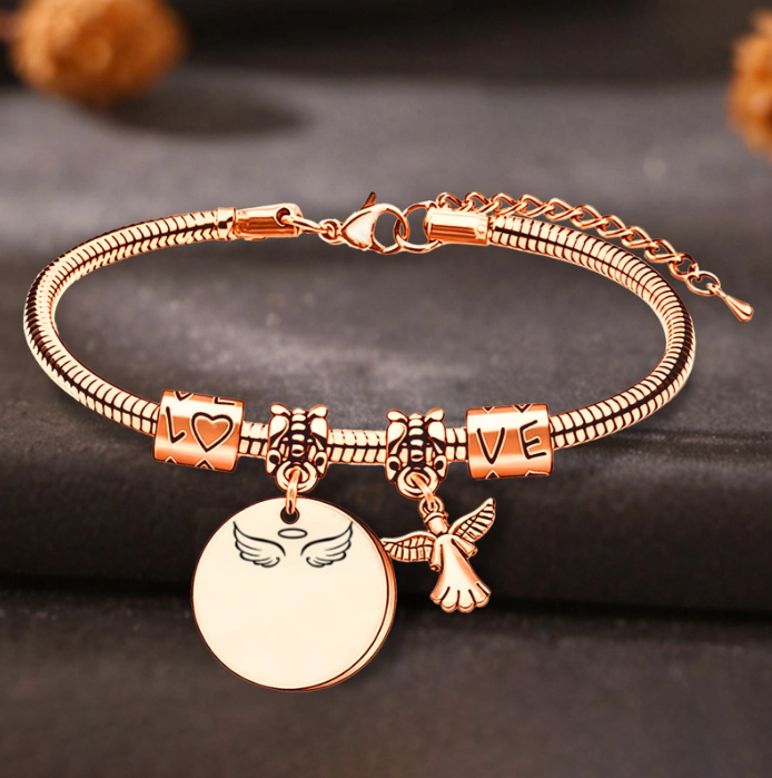 Always In My Heart, Personalized Angel Memorial Bracelet